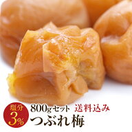 梅干し 訳あり 減塩つぶれ梅セット 塩分3％ 800g(400g×2) 南高梅 減塩 はちみつ しそ 一冨士 紀州南高梅…