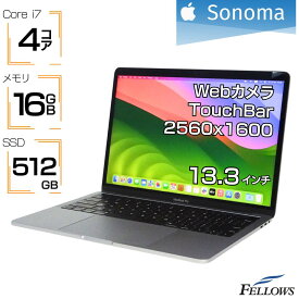 【P5倍対象品＋エントリーでP5倍】 ノートパソコン 中古 良品 USキー Apple MacBook Pro 2019 A1989 13インチ Core i7 2.8GHz スペースグレイ 16GBメモリ 512GB SSD TouchBar Thunderbolt3 4ポート