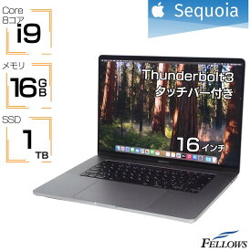 【エントリーでポイント7倍】 Core i9 ノートパソコン 訳あり 中古 MacBook Pro 16インチ 2019 A2141 スペースグレイ 16GBメモリ 1TB SSD タッチバー Radeon Pro 5500M JISキー