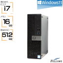 【P5倍対象品+エントリーでP7倍】 デスクトップパソコン 中古 良品 Win11 Pro i7 第8世代 新品 512GB SSD DELL OptiPlex 5060 SF 6コアCPU 16GBメモリ DVD 省スペース