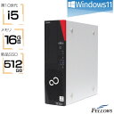 【P5倍対象品＋エントリーでP5倍】 新品512GB SSD 新品16GBメモリ デスクトップパソコン 中古 良品 Win11 Pro i5 第10世代 富士通 D7011 DVD HDD 500GB 省スペース 中古パソコン