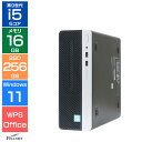 【エントリーでポイント5倍】 16GBメモリ デスクトップパソコン 中古 Bランク Win11 Pro i5 第9世代 HP ProDesk 400 G6 SF 6コアCPU 256GB SSD NVMe 省スペース 中古PC メモリ増設済み