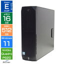 ワークステーション 中古 Aランク 良品 Win11 Pro Xeon E-2224G Quadro P620 グラボ付き HP Z2 SFF G4 16GB 512GB SSD 500GB HDD DVD 省スペース 高性能 高耐久 デスクトップパソコン 中古PC