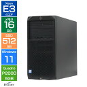 【エントリーでポイント5倍】 ワークステーション 中古 良品 Win11 Pro Quadro P2000 グラボ付き HP Z2 Tower G4 Xeon E-2174G 16GB 512GB PCIe SSD 500GB HDD デスクトップパソコン 高性能 高耐久 4画面対応
