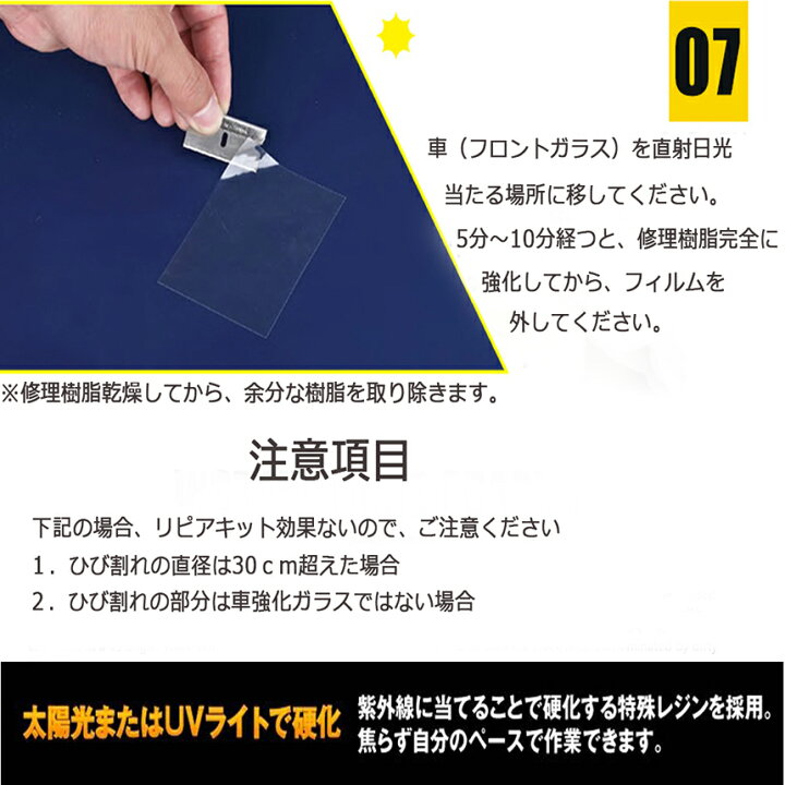 楽天市場 フロントガラス リペアキット 傷 ひび割れ補修 小さな損傷飛び石 修復 飛び石 傷 修理 穴埋め 固定補修 日本語取説付き E Finds 楽天市場店