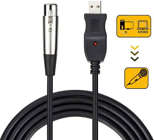 USBマイクロフォンケーブル ケーブル 3M USB-XLRプラグ マイクロフォンオーディオケーブル USB変換ケーブル PCマイク用 スタジオ録音 カラオケ ステージライブパフォーマンス 大学音楽祭 マイク