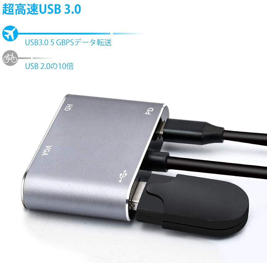 楽天市場】USB C ハブ usb type c ハブ 4K解像度 usb type c HDMI VGA 