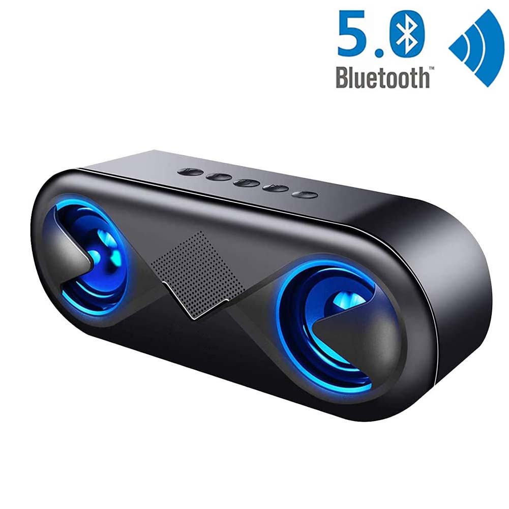 bluetooth5.0 スピーカー ワイヤレススピーカー マイク搭載 高音質 重低音 充電式 大音量 ブルートゥーススピーカー usb  LED スマホスピーカー ハンズフリー通話 ステレオ コスパ最高 E-Finds 
