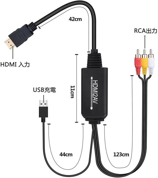  RCA HDMI 変換アダプタ AVケーブル 3色ケーブル アナログ