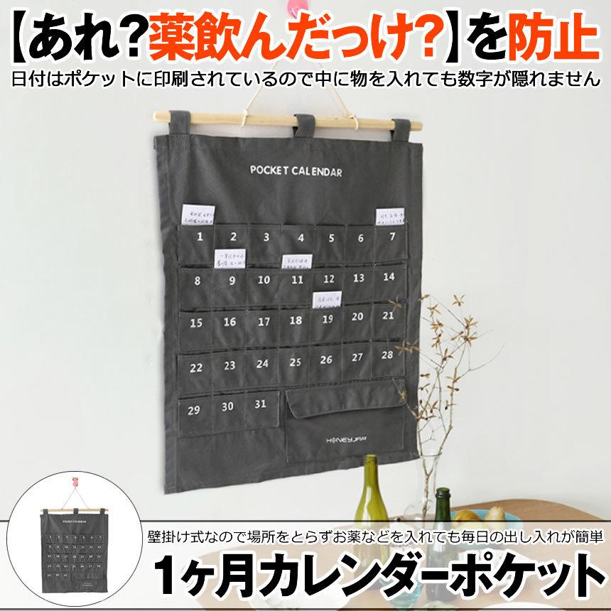 お薬カレンダー 壁掛けポケット月間カレンダー - カレンダー・スケジュール
