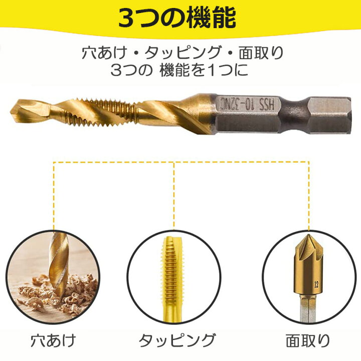 楽天市場】ドリルビット タップドリルビット 2個セット 六角軸 6.35mm 