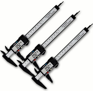 ノギス デジタル 3個セット 150mm カーボンファイバー 大画面 LCDディスプレー 外径 内径 深さ 段差 測定 高品質 電池付き 測定工具 精密作業 大工DIY 測定工具