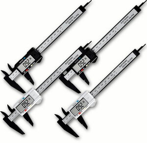 ノギス デジタル 4個セット 150mm カーボンファイバー 大画面 LCDディスプレー 外径 内径 深さ 段差 測定 高品質 電池付き 測定工具 精密作業 大工DIY 測定工具