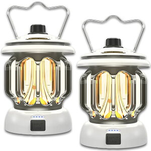 ★ポイント5倍 マラソンセール★ランタン 屋外 2個セット おしゃれ かわいい ガーデンライト ledポータブルライト 充電式 キャンプライト テントライト 3段階調色 無段階調光 電球色 + 昼白色