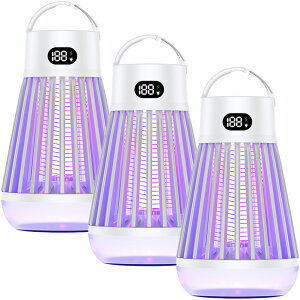 電撃殺虫器 電撃殺虫機 3台セット 電気蚊取り器 捕虫器 UV光源誘引式 照明 ランタン LEDライト 吊り下げ 据え置き USB充電 防水 殺虫ライト 殺虫灯 虫除け 蚊取り器 コバエ取り 薬剤不用 無毒無