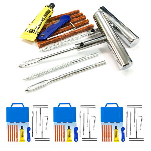 ★ポイント5倍 マラソンセール★パンク修理キット タイヤ修理 バイク 車 パンク応急修理キット セットあります バイク修理 応急用 プライヤー カッター リーマー シール材 L字六角 接着剤