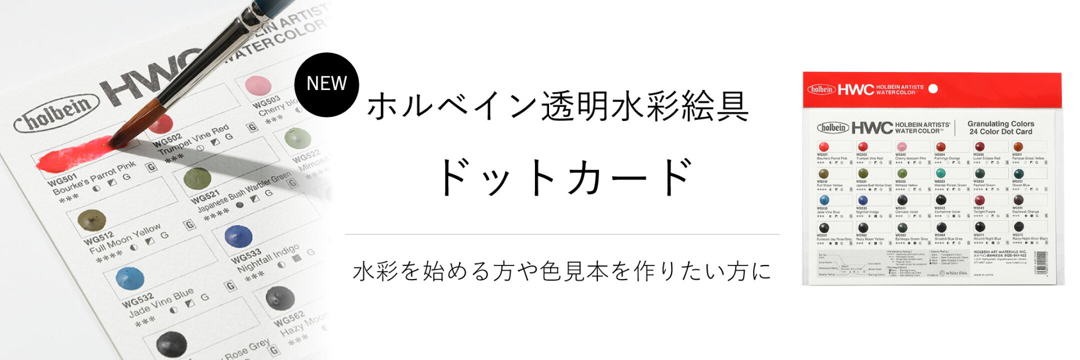 ホルベイン透明水彩絵具のドットカードが登場！