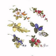 陶芸 上絵／デザイン転写紙セット (有鉛) NO．12　花 6×3cm　23ピース