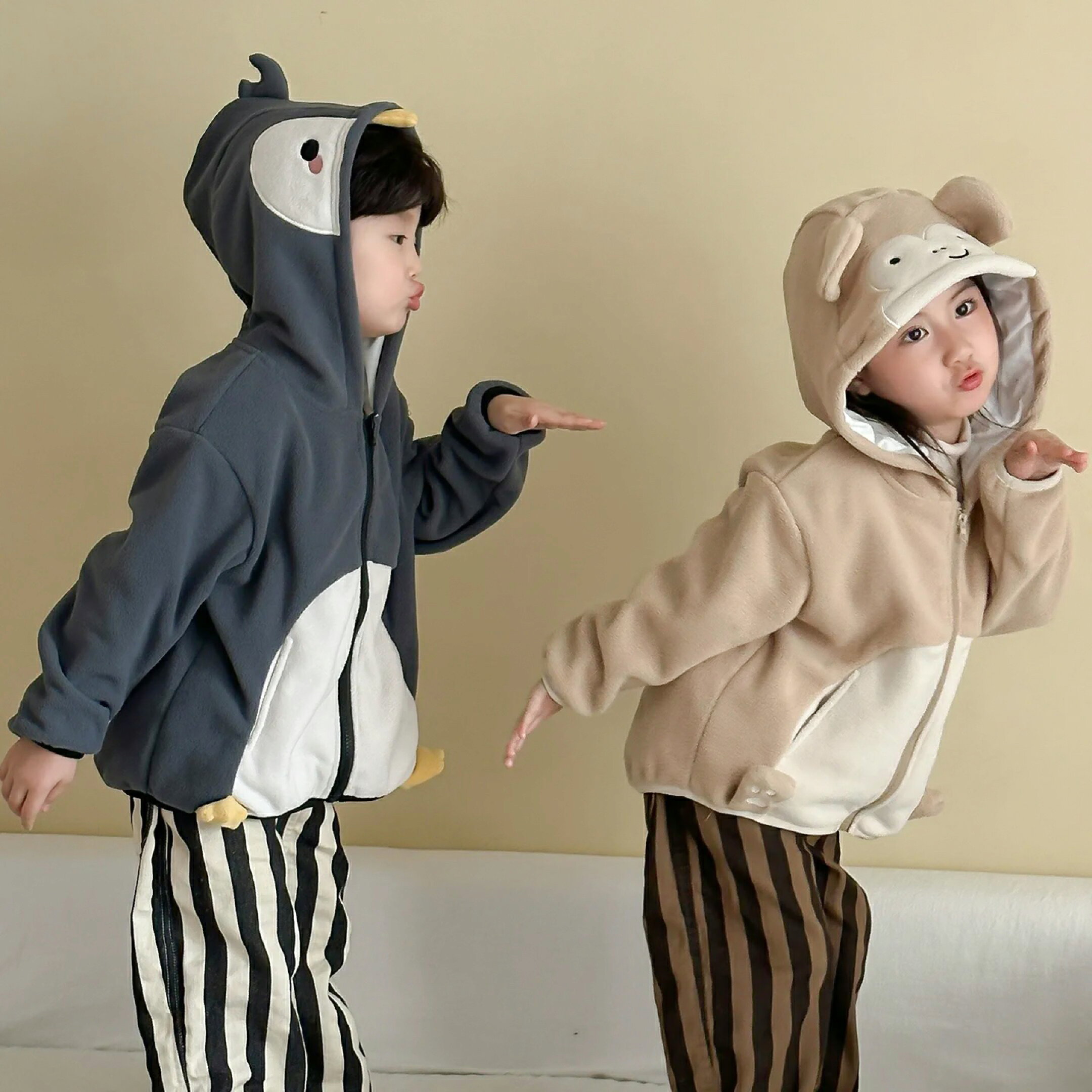 動物フリースパーカー 