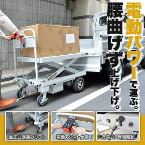 (直送)(法人限定) サンコー EPLFTUP4 昇降リフト付電動アシスト台車 重量物荷下ろし用台車