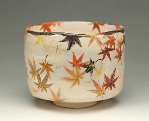 吉村楽入　2013年初春作品紅葉の絵　茶碗
