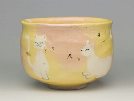 吉村楽入　2021年初春作品　楽入印猫の絵　茶碗