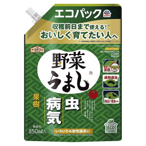 殺虫殺菌剤 野菜うまし エコパック 850ml アース製薬 アースガーデン カメムシ 対策 虫退治 病気 予防 殺虫剤 アブラムシ 殺虫剤 殺菌剤 うどんこ病 殺菌剤