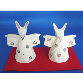 雛人形うさぎ花柄雛人形 陶器 雛の節句 桃の節句 お祝い 日本製 陶器 レトロ 置物 オブジェ 飾り物 置き物 和モダン 和風 和雑貨 国産 和テイスト 和室 かわいい おしゃれ 雛人形 小さい コンパクト 女の子 ひな祭り楽天