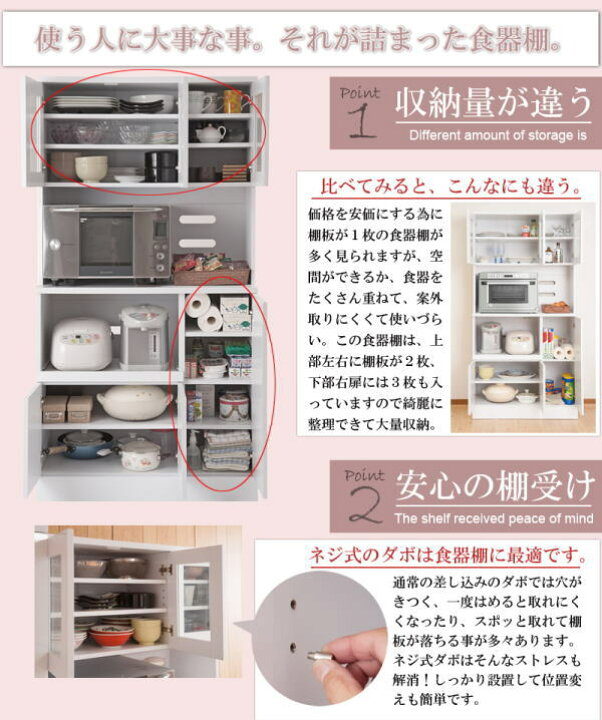 楽天市場】キッチンシリーズ Face カップボード 幅90 ホワイト 【代引 