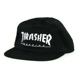 THRASHER CAP スケート スケートブランド スケボー コーデュロイ素材 MAGA ZINE LOGO SNAPBACK BLACK(黒) （スラッシャー）（キャップ）