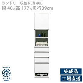 ランドリーボックス ランドリー棚 洗面所 収納 日本製 隙間収納 ラック シンプル スリム 薄型 ミニ コンパクト 幅40cm 組立不要 完成品 ホワイト 白 脱衣所 スマート 奥行き40 洗濯物入れ キャビネット チェスト