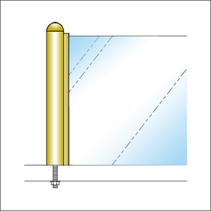 ガラススクリーンポール（チャンネルポール） Sタイプ 一方 32mm x L500mm 半球頭 ボルト固定 ゴールド 【あす楽対応】 |  オンラインショップ e-金物