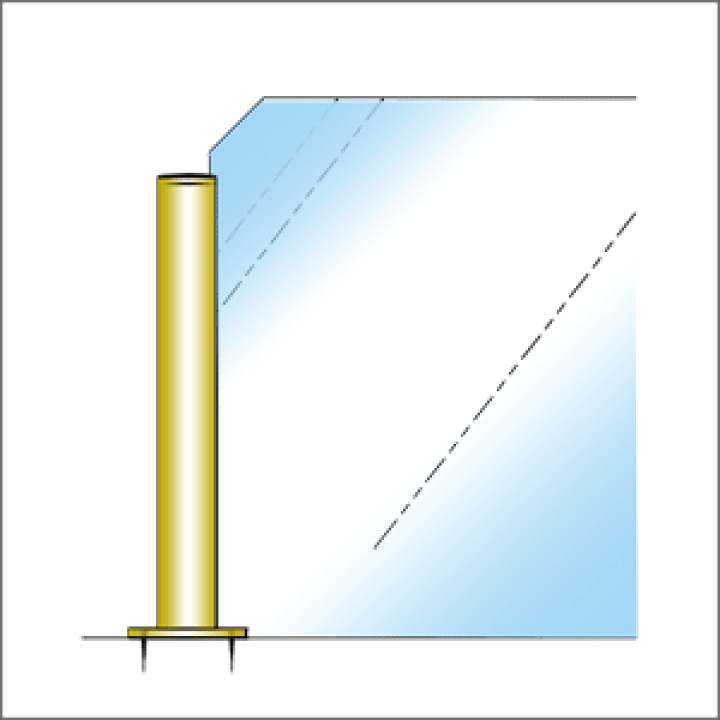 【楽天市場】ガラススクリーンポール（ブースバー） Pタイプ 角二方 40mm（角型） x L400mm キリコミ平頭 角座固定 ゴールド:  オンラインショップ e-金物