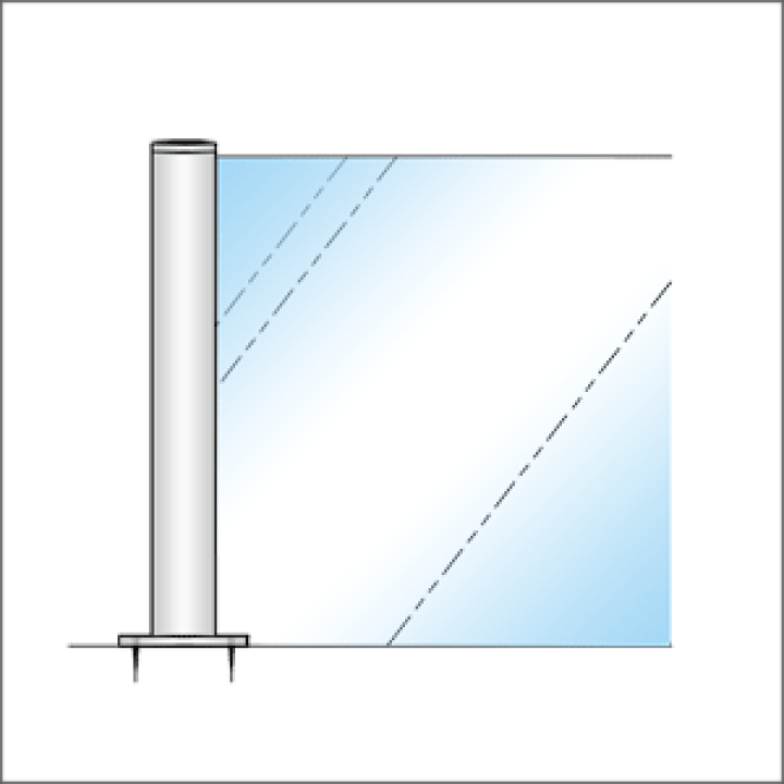 【楽天市場】ガラススクリーンポール（ブースバー） Pタイプ 平二方 26mm（角型） x L300mm 平頭 角座固定 クローム: オンラインショップ  e-金物