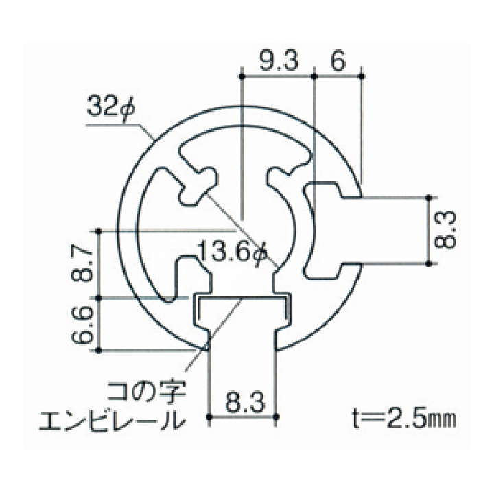 楽天市場】ガラススクリーンポール（ブースバー） Kタイプ 角二方 32mm 