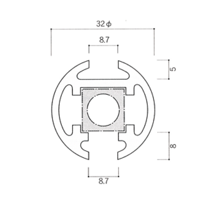 楽天市場】ガラススクリーンポール（ブースバー） Sタイプ 平二方 32mm 
