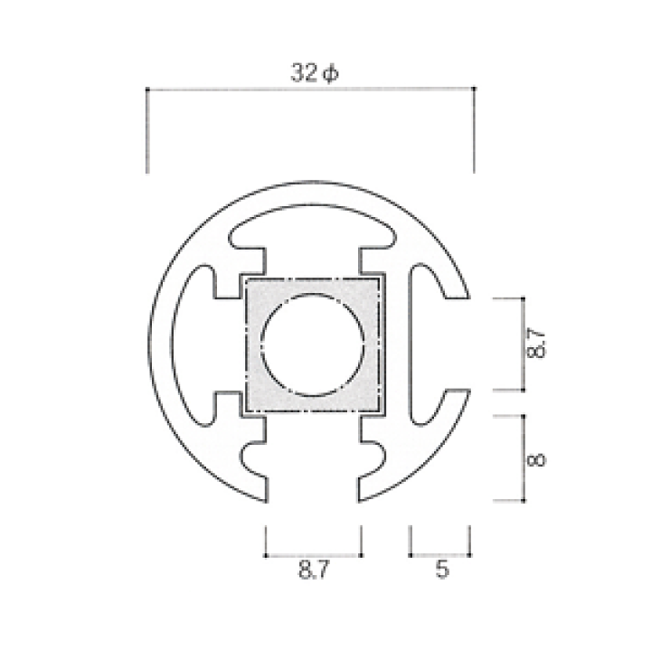 ガラススクリーンポール（ホルダータイプ） Sタイプ 角二方 32mm x L200mm 半球頭 ボルト固定 クローム 専門ショップ 専門ショップ