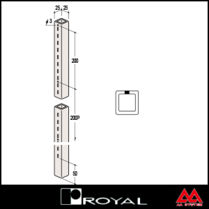 ロイヤル スリット柱 ステンレススクエアースリットB25/25 SUS-S1B-2525 1350mm ステンレス素材（ヘアライン入リ） |  オンラインショップ e-金物