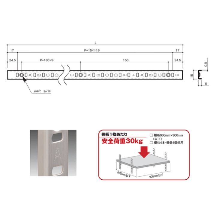 楽天市場】ステンレス棚柱 KTR-1S 1819mm ヘアライン 4本セット（棚受24個、ビス44本付）【あす楽対応】 : オンラインショップ e-金物