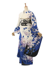 【レンタル】振袖レンタル |1月| 7S500 白/青地 結婚式 成人式 結納 卒業式 レンタル着物 振袖 貸衣装 フルセット 小物一式つき 振り袖 送料無料 新品足袋プレゼント ★