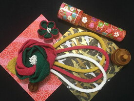 hcj5016　髪飾り2点セット　【緑 & ピンク】