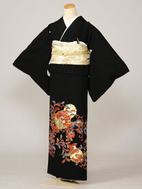 【レンタル】 留袖レンタルフルセット Lサイズ 大きいサイズ 145cm〜155cm 13号〜17号 黒留袖 レンタル 結婚式 母親 和服 列席 親族 留袖 送料無料 新品足袋プレゼント 小物一式つき 結婚式 正装 和服 8K144