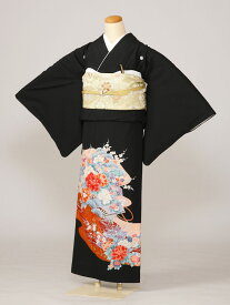 【レンタル】 留袖レンタルフルセット Lサイズ 大きいサイズ 146cm〜156cm 13号〜17号 黒留袖 レンタル 結婚式 母親 和服 列席 親族 留袖 送料無料 新品足袋プレゼント 小物一式つき 結婚式 正装 和服 8K110