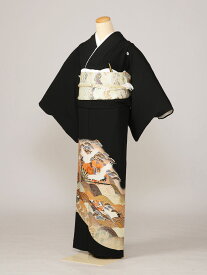 【レンタル】 留袖レンタルフルセット Lサイズ 大きいサイズ 145cm〜155cm 13号〜17号 黒留袖 レンタル 結婚式 母親 和服 列席 親族 留袖 送料無料 新品足袋プレゼント 小物一式つき 結婚式 正装 和服 8K156