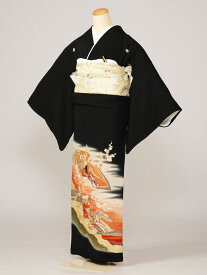 【レンタル】 留袖レンタル フルセット 送料無料 Mサイズ 結婚式 母親 和服 留袖 145cm〜155cm 〜13号 黒留袖 新品 足袋プレゼント 五つ紋 五三桐 | 着物レンタル セット バッグ 和装 小物 レンタル着物 一式 おすすめ 留袖用 留め袖レンタル レンタル留袖 8K118