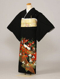 【レンタル】 留袖レンタルフルセット Mサイズ 黒留袖 レンタル 結婚式 母親 和服 列席 親族 留袖 146cm〜156cm 〜13号 送料無料 新品足袋プレゼント 小物一式つき 五つ紋 五三桐 結婚式 正装 和服 3K177