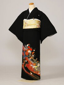 【レンタル】 留袖レンタルフルセット Mサイズ 黒留袖 レンタル 結婚式 母親 和服 列席 親族 留袖 145cm〜155cm 〜11号 送料無料 新品足袋プレゼント 小物一式つき 五つ紋 五三桐 結婚式 正装 和服 3K175