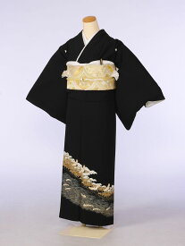 【レンタル】 留袖レンタルフルセット Lサイズ 大きいサイズ 146cm〜156cm 13号〜17号 黒留袖 レンタル 結婚式 母親 和服 列席 親族 留袖 送料無料 新品足袋プレゼント 小物一式つき 結婚式 正装 和服 8A388