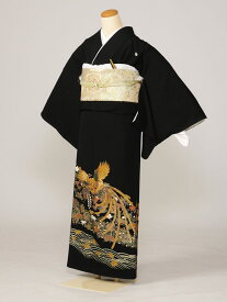 【レンタル】 留袖レンタルフルセット Mサイズ 黒留袖 レンタル 結婚式 母親 和服 列席 親族 留袖 145cm〜153cm 〜11号 送料無料 新品足袋プレゼント 小物一式つき 五つ紋 五三桐 結婚式 正装 和服 6K114