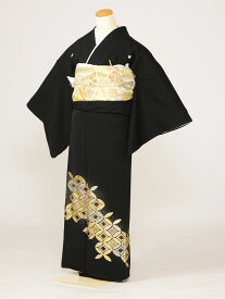 【レンタル】 留袖レンタルフルセット Mサイズ 黒留袖 レンタル 結婚式 母親 和服 列席 親族 留袖 140cm〜150cm 〜9号 送料無料 新品足袋プレゼント 小物一式つき 五つ紋 五三桐 結婚式 正装 和服 34A028